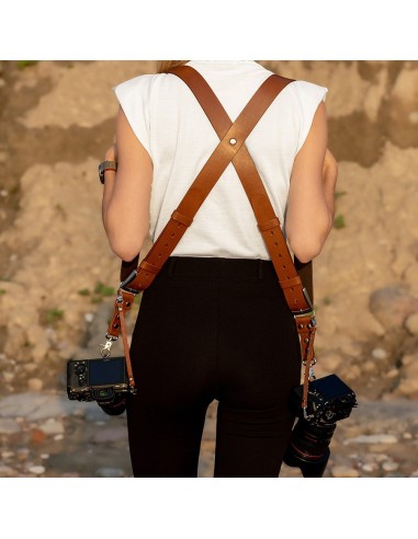 Light brown - Leather Handmade Double Camera Strap